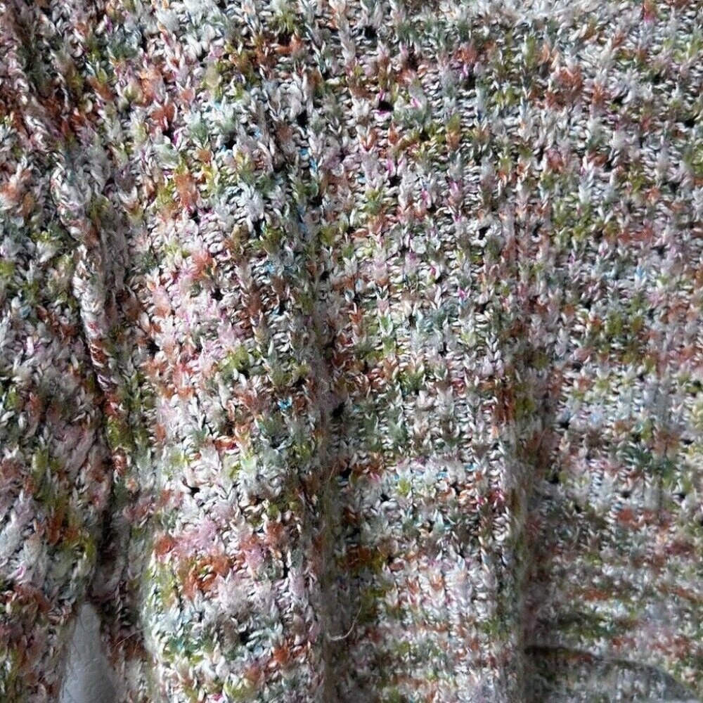 Free People Size XS Multicolor Highland Cable Knit Oversized V Neck Sweater - Picture 4 of 8